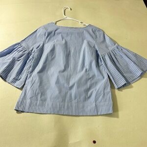 Chaps Women's‎ Striped Bell Sleeve Blouse Blue Long Sleeve Casual Top Size S